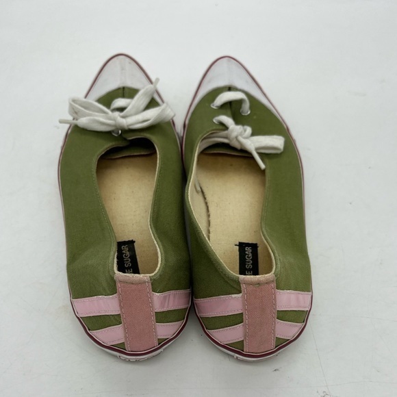 Extra Fine Sugar Women’s Retro Style Green Canvas Pointed Toe Sneaker Flats - Picture 11 of 15